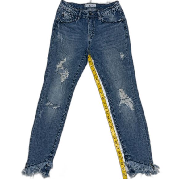 KanCan Nala Mid Rise Ankle Skinny Jeans Women’s Distressed Frayed Hem - Picture 2 of 8